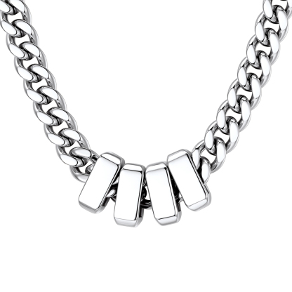 Custom Engravable Name Beads Cuban Chain Necklace For Men