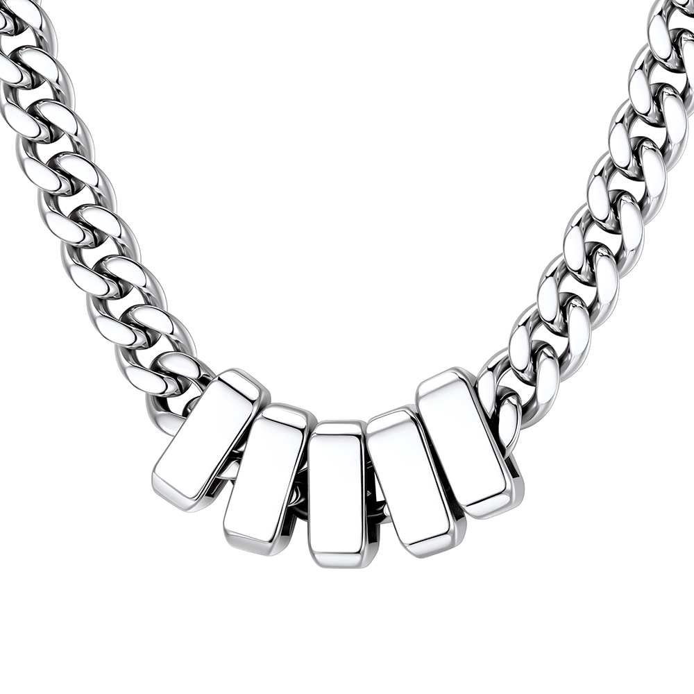 Custom Engravable Name Beads Cuban Chain Necklace For Men