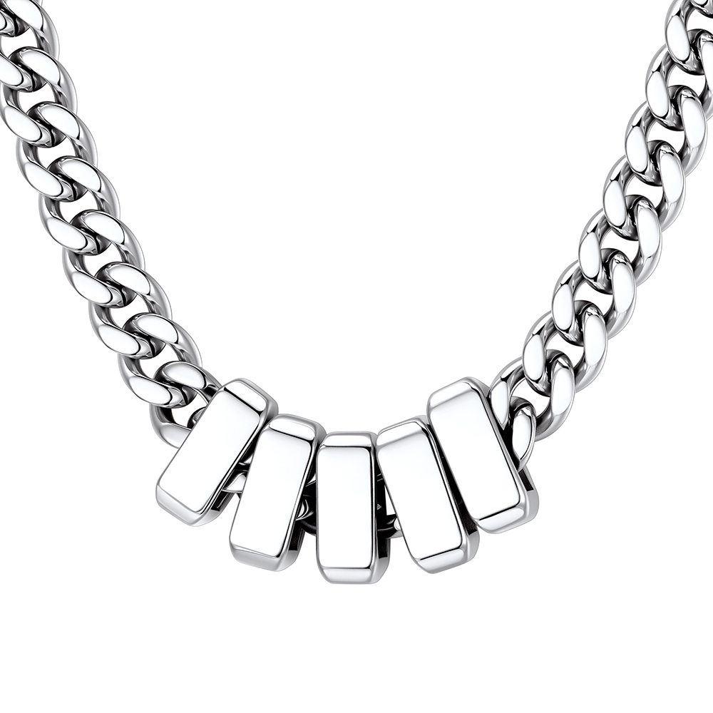Custom Engravable Name Beads Cuban Chain Necklace For Men
