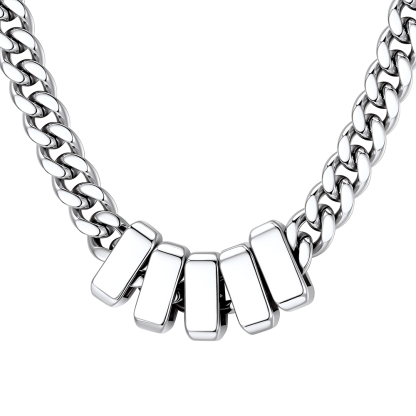 Custom Engravable Name Beads Cuban Chain Necklace For Men