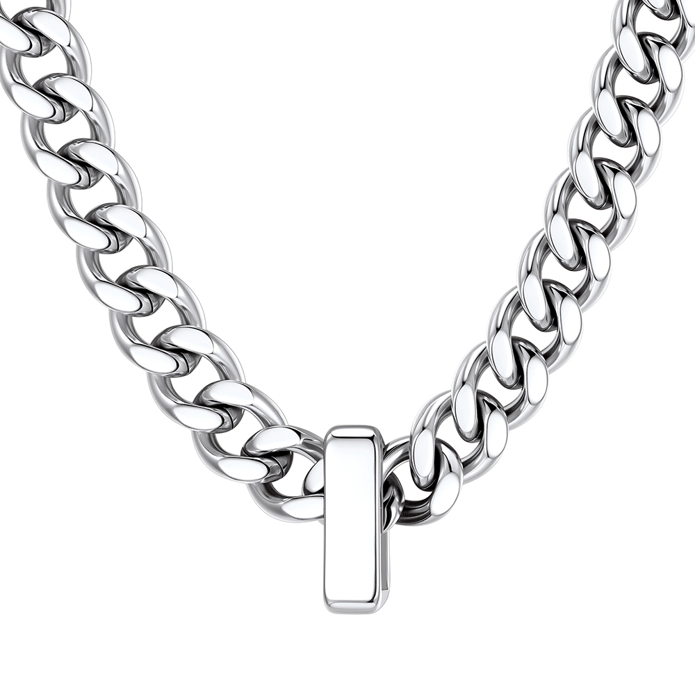 Custom Engravable Name Beads Cuban Chain Necklace For Men