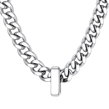 Custom Engravable Name Beads Cuban Chain Necklace For Men