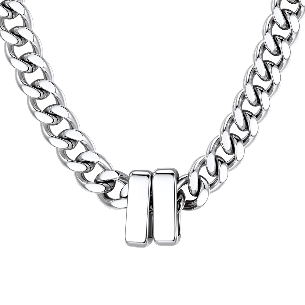 Custom Engravable Name Beads Cuban Chain Necklace For Men