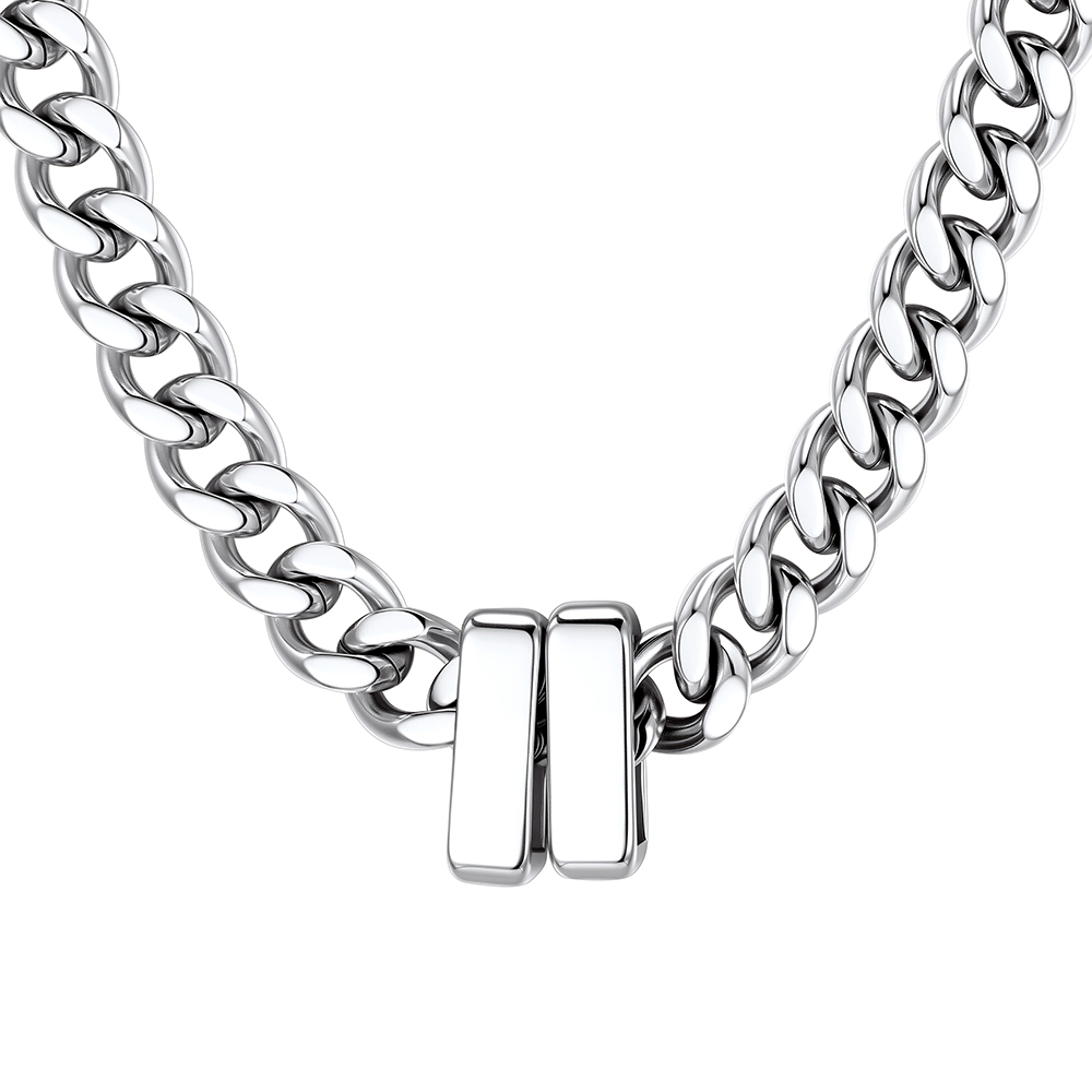 Custom Engravable Name Beads Cuban Chain Necklace For Men