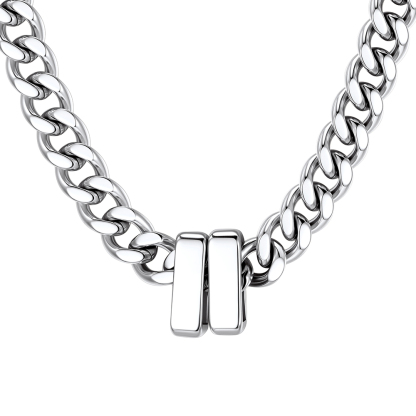 Custom Engravable Name Beads Cuban Chain Necklace For Men
