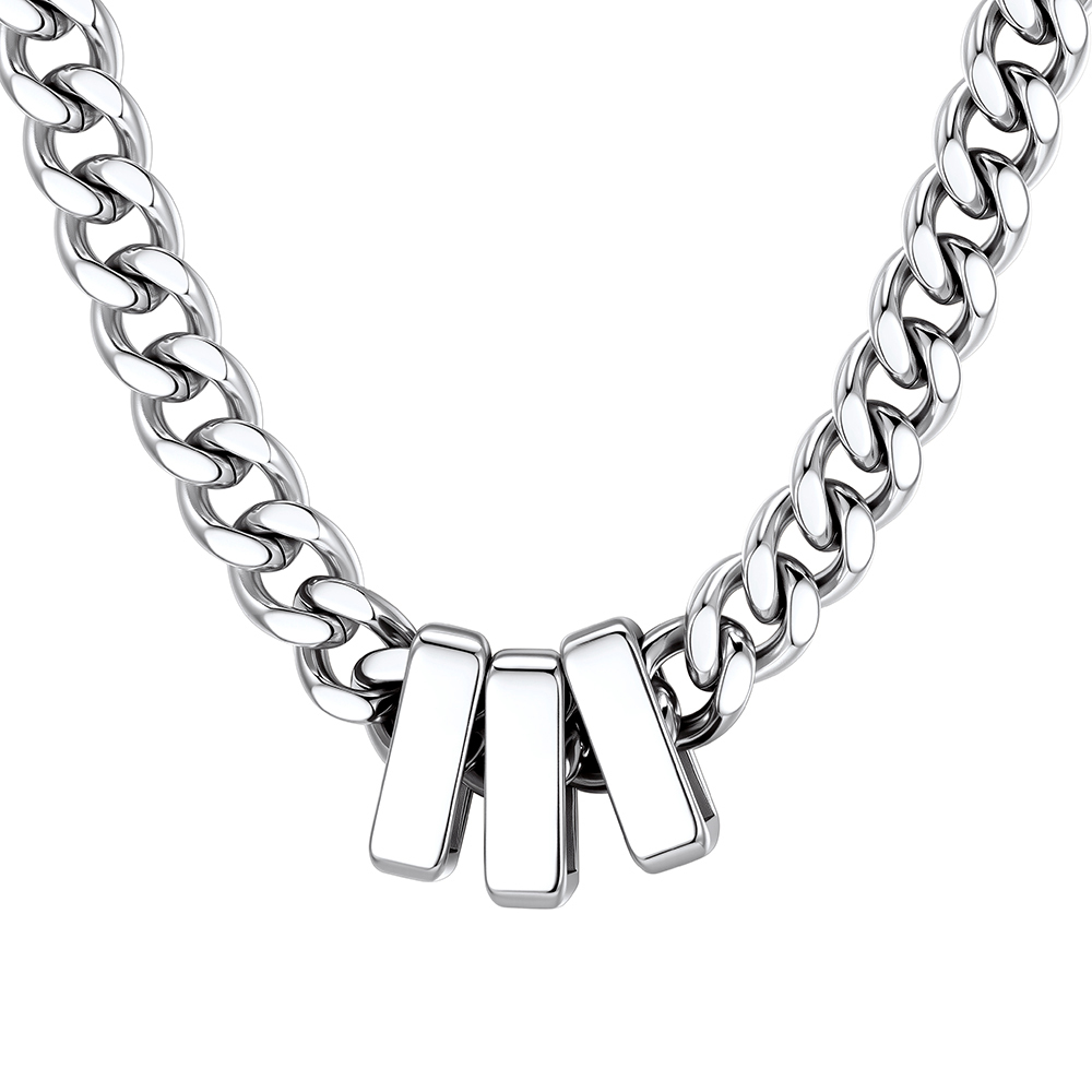 Custom Engravable Name Beads Cuban Chain Necklace For Men
