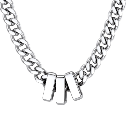 Custom Engravable Name Beads Cuban Chain Necklace For Men