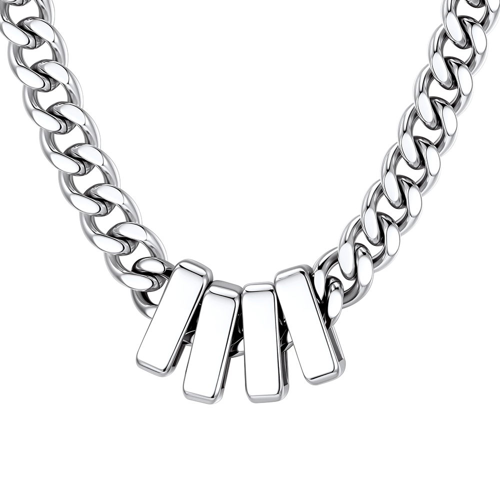 Custom Engravable Name Beads Cuban Chain Necklace For Men