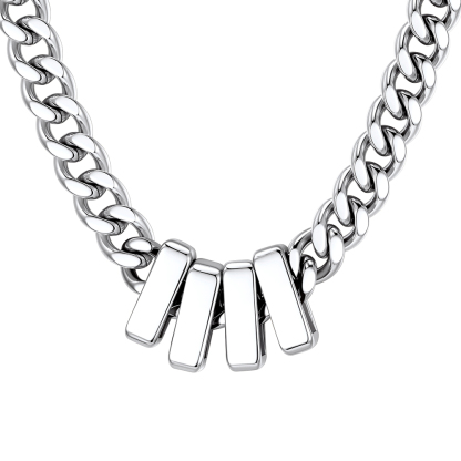 Custom Engravable Name Beads Cuban Chain Necklace For Men