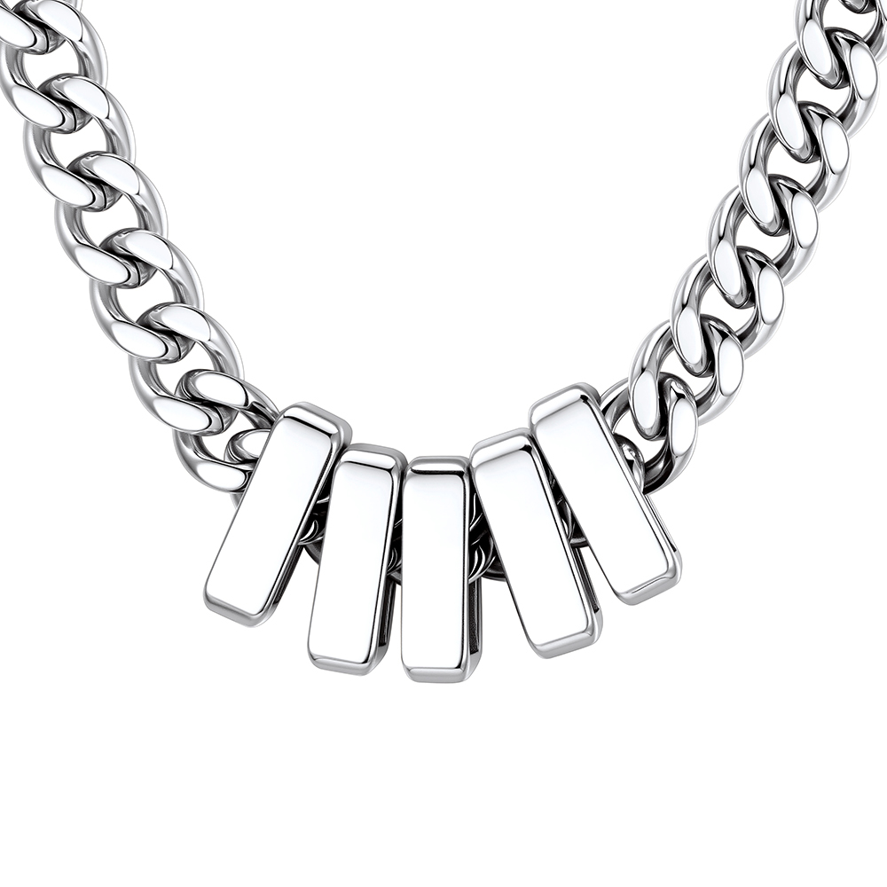 Custom Engravable Name Beads Cuban Chain Necklace For Men
