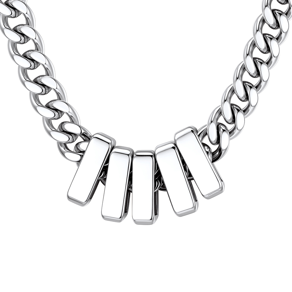 Custom Engravable Name Beads Cuban Chain Necklace For Men
