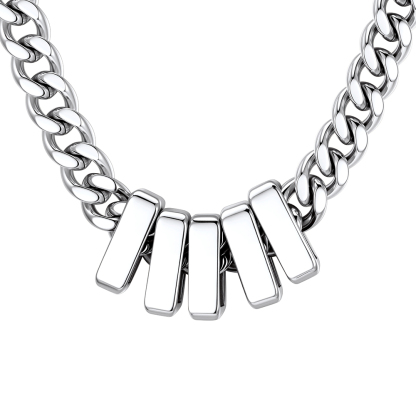 Custom Engravable Name Beads Cuban Chain Necklace For Men