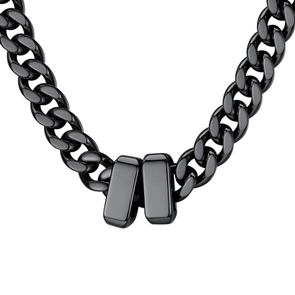 Custom Engravable Name Beads Cuban Chain Necklace For Men