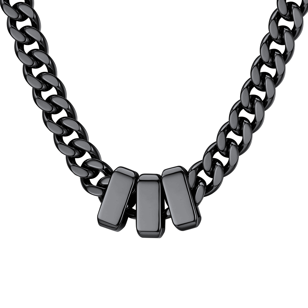Custom Engravable Name Beads Cuban Chain Necklace For Men