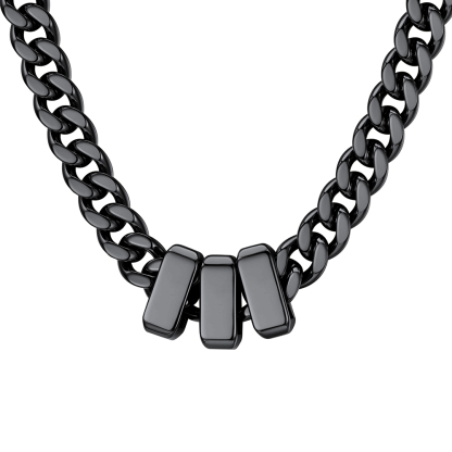 Custom Engravable Name Beads Cuban Chain Necklace For Men