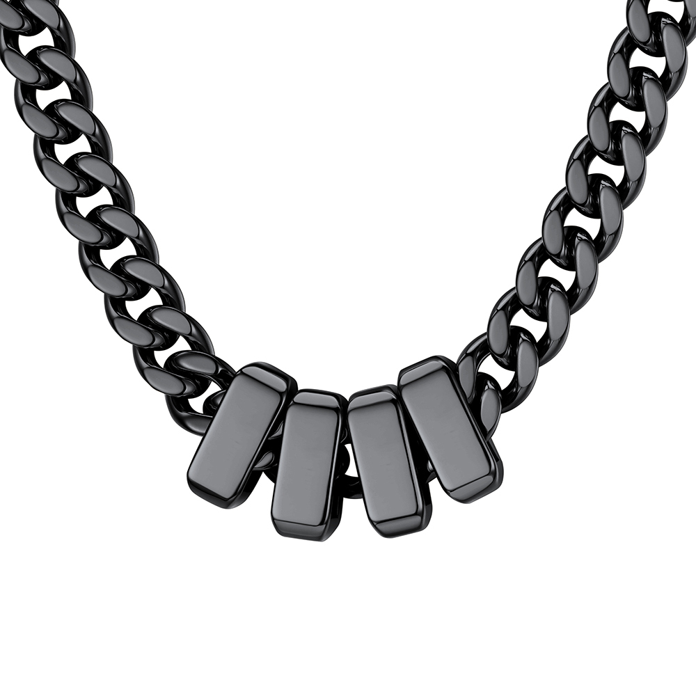 Custom Engravable Name Beads Cuban Chain Necklace For Men
