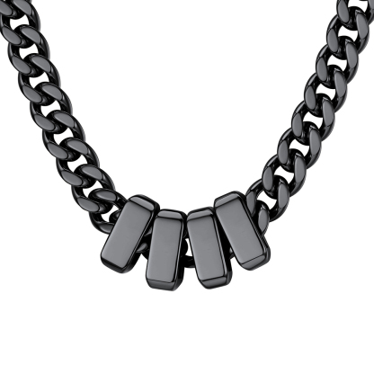 Custom Engravable Name Beads Cuban Chain Necklace For Men
