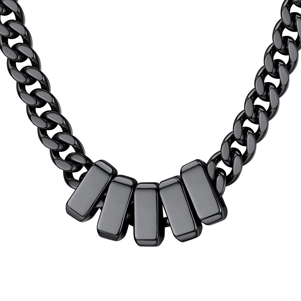 Custom Engravable Name Beads Cuban Chain Necklace For Men
