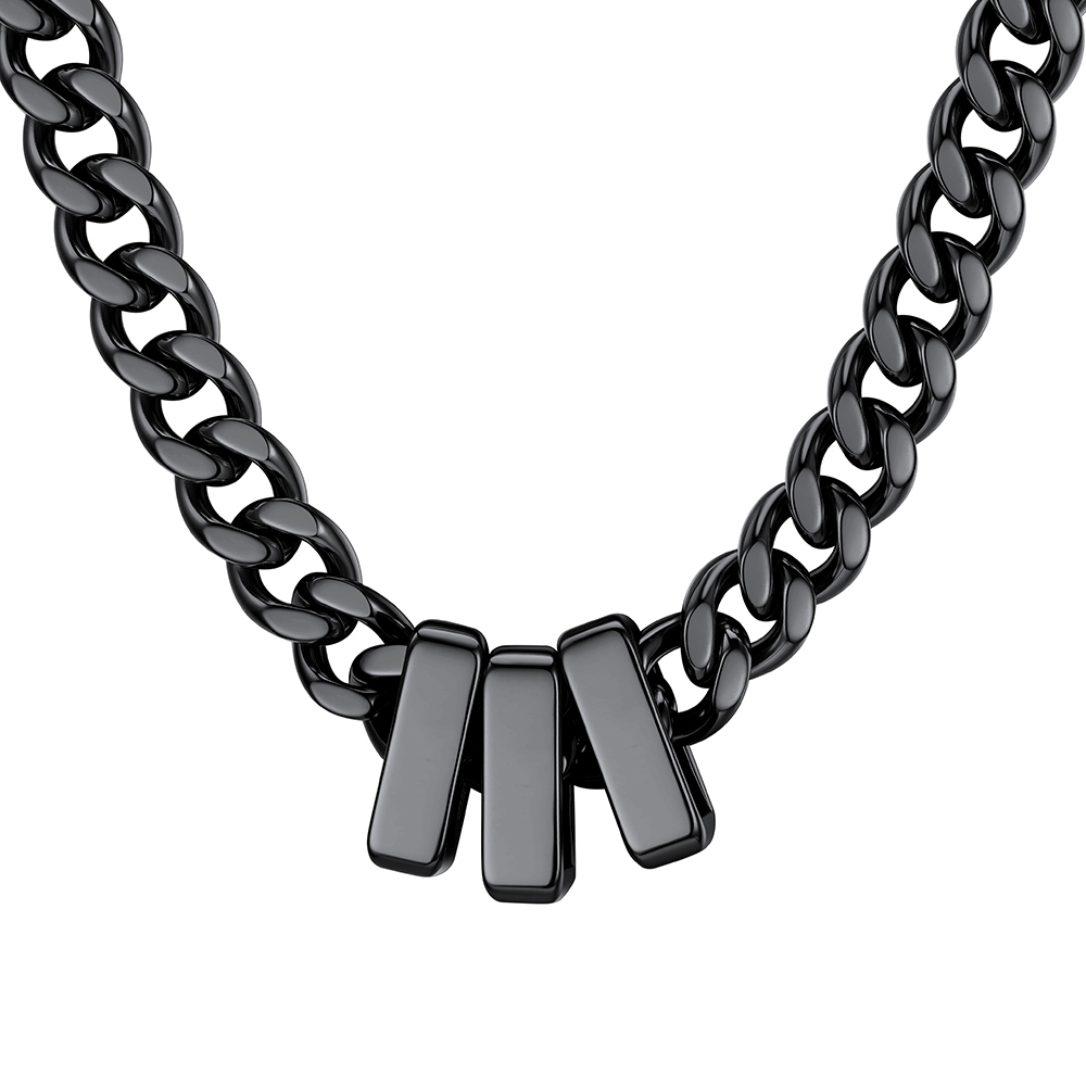 Custom Engravable Name Beads Cuban Chain Necklace For Men