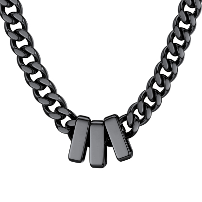 Custom Engravable Name Beads Cuban Chain Necklace For Men