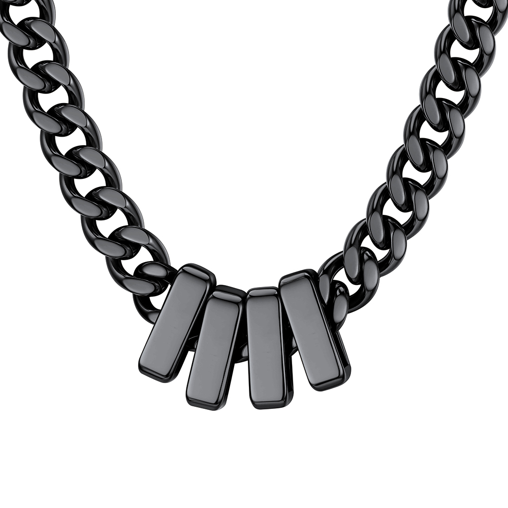 Custom Engravable Name Beads Cuban Chain Necklace For Men