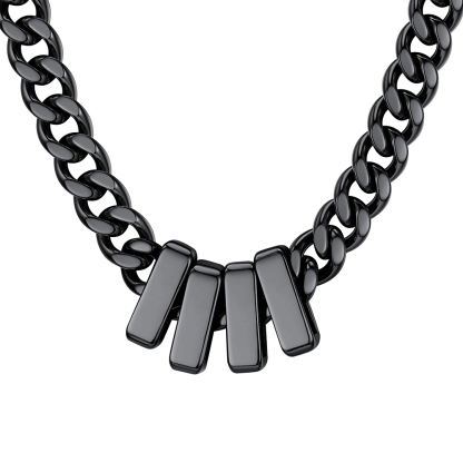 Custom Engravable Name Beads Cuban Chain Necklace For Men
