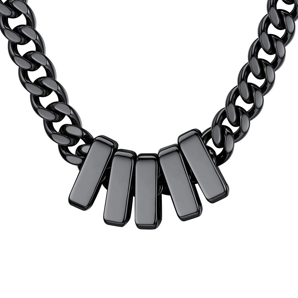 Custom Engravable Name Beads Cuban Chain Necklace For Men