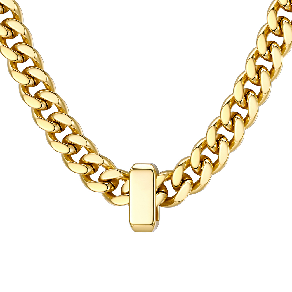 Custom Engravable Name Beads Cuban Chain Necklace For Men