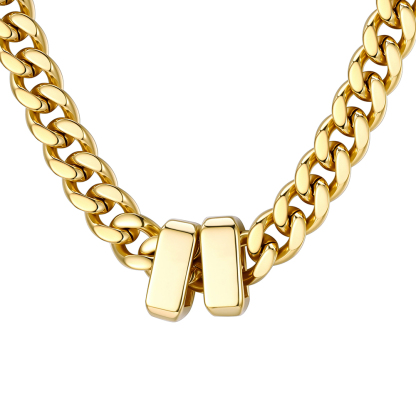 Custom Engravable Name Beads Cuban Chain Necklace For Men