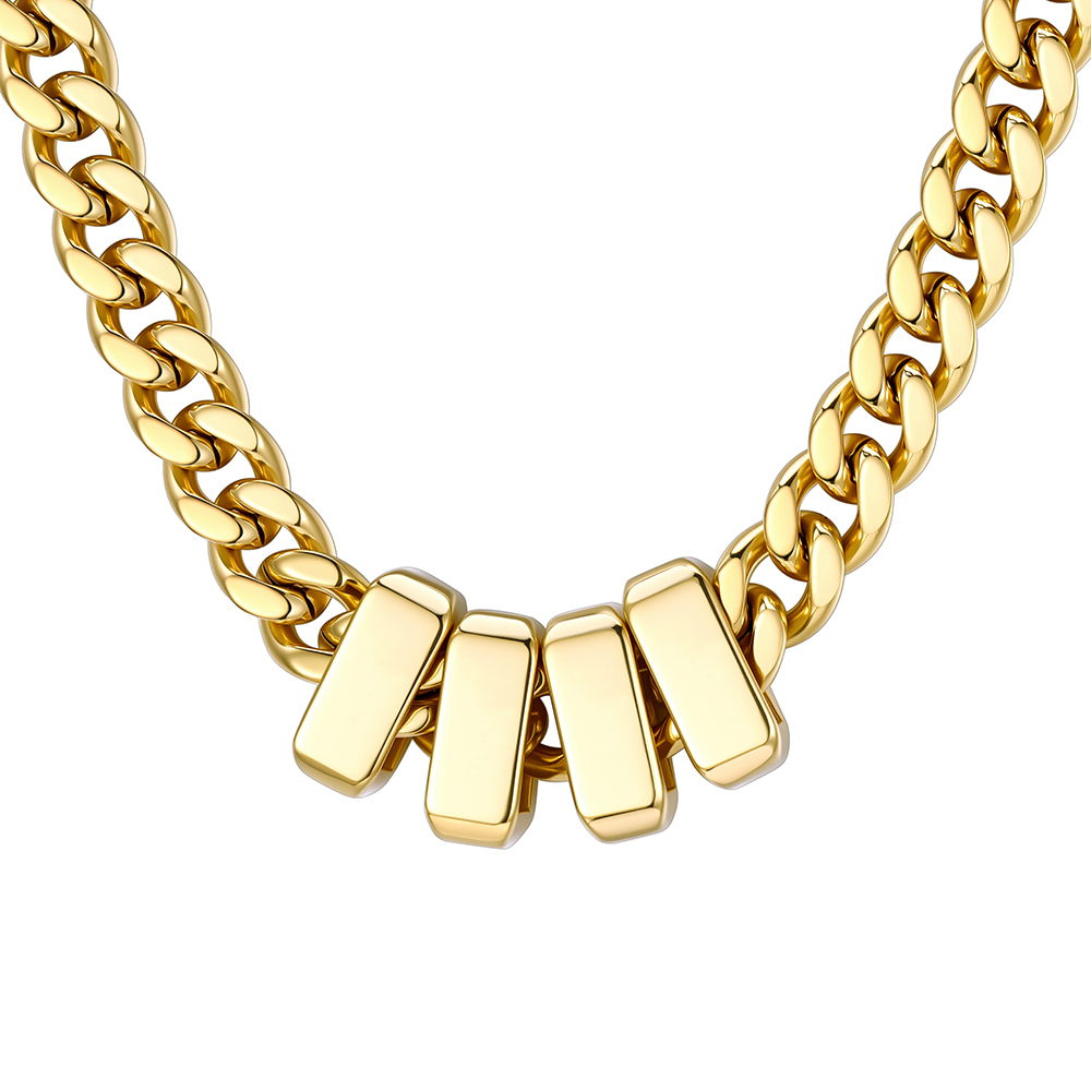 Custom Engravable Name Beads Cuban Chain Necklace For Men