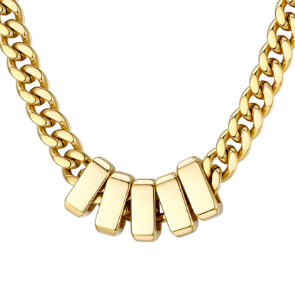 Custom Engravable Name Beads Cuban Chain Necklace For Men