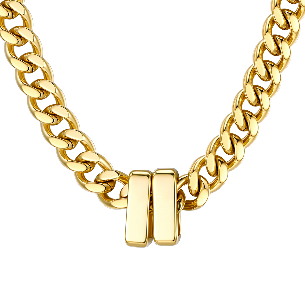 Custom Engravable Name Beads Cuban Chain Necklace For Men