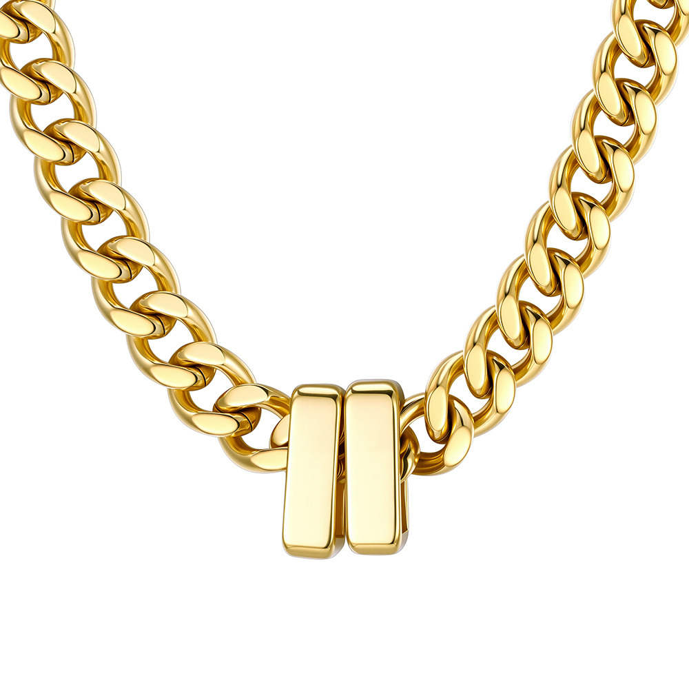 Custom Engravable Name Beads Cuban Chain Necklace For Men