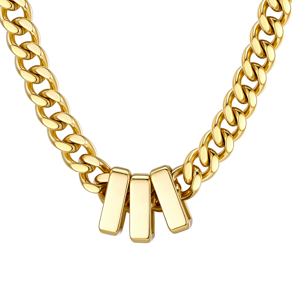 Custom Engravable Name Beads Cuban Chain Necklace For Men