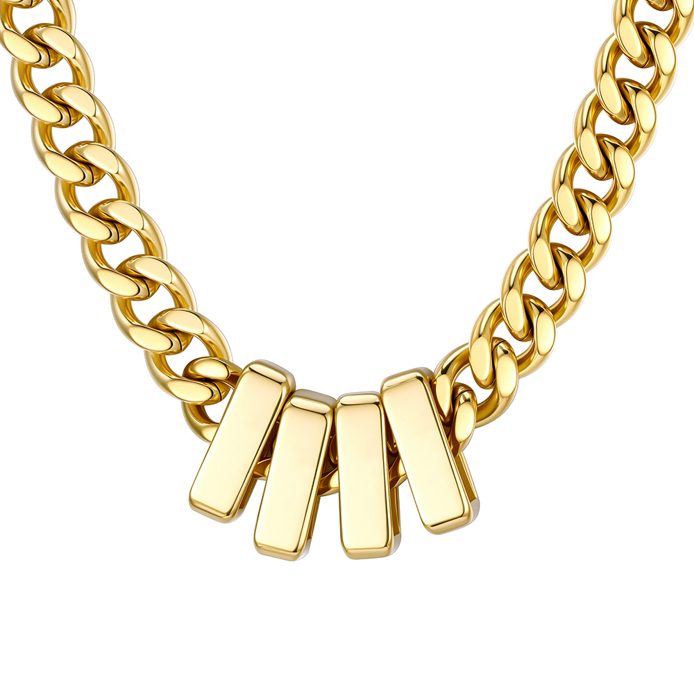 Custom Engravable Name Beads Cuban Chain Necklace For Men