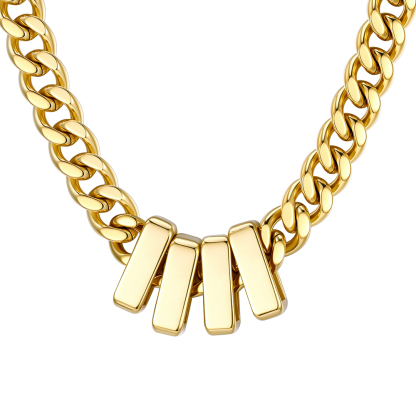 Custom Engravable Name Beads Cuban Chain Necklace For Men