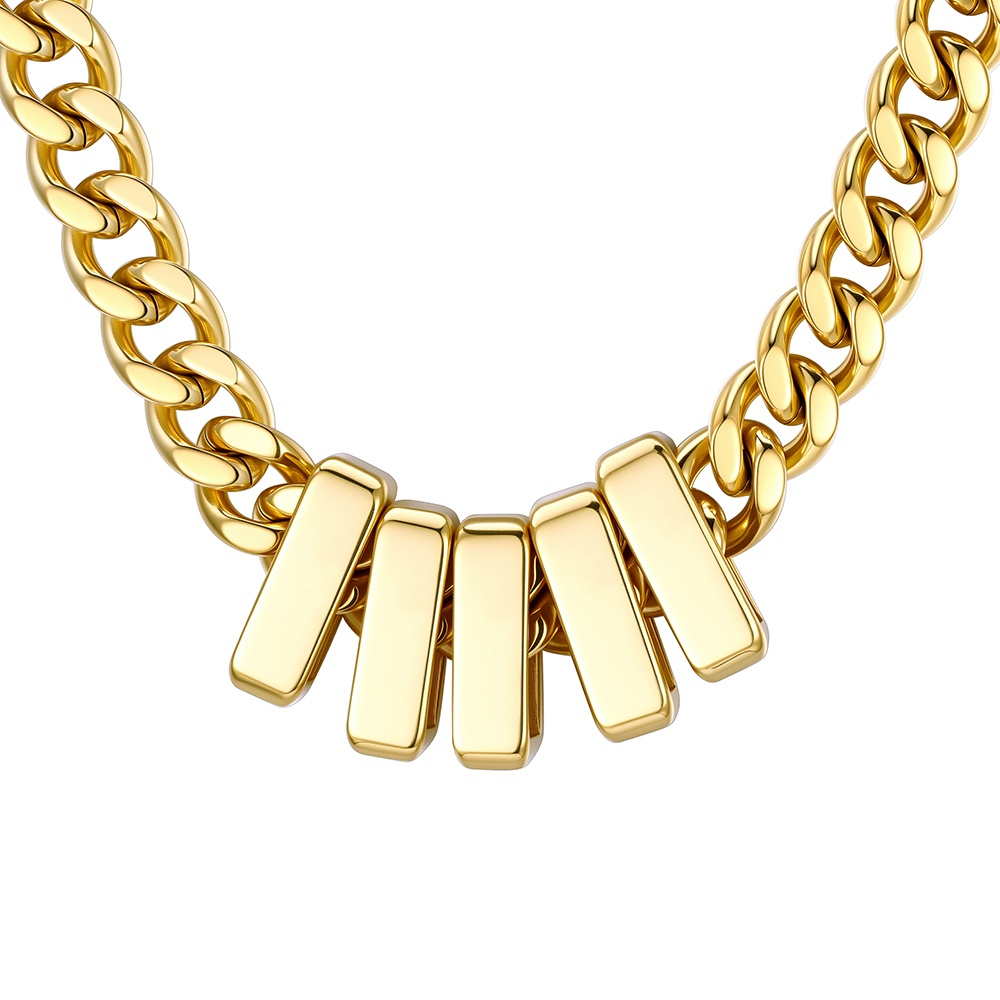 Custom Engravable Name Beads Cuban Chain Necklace For Men