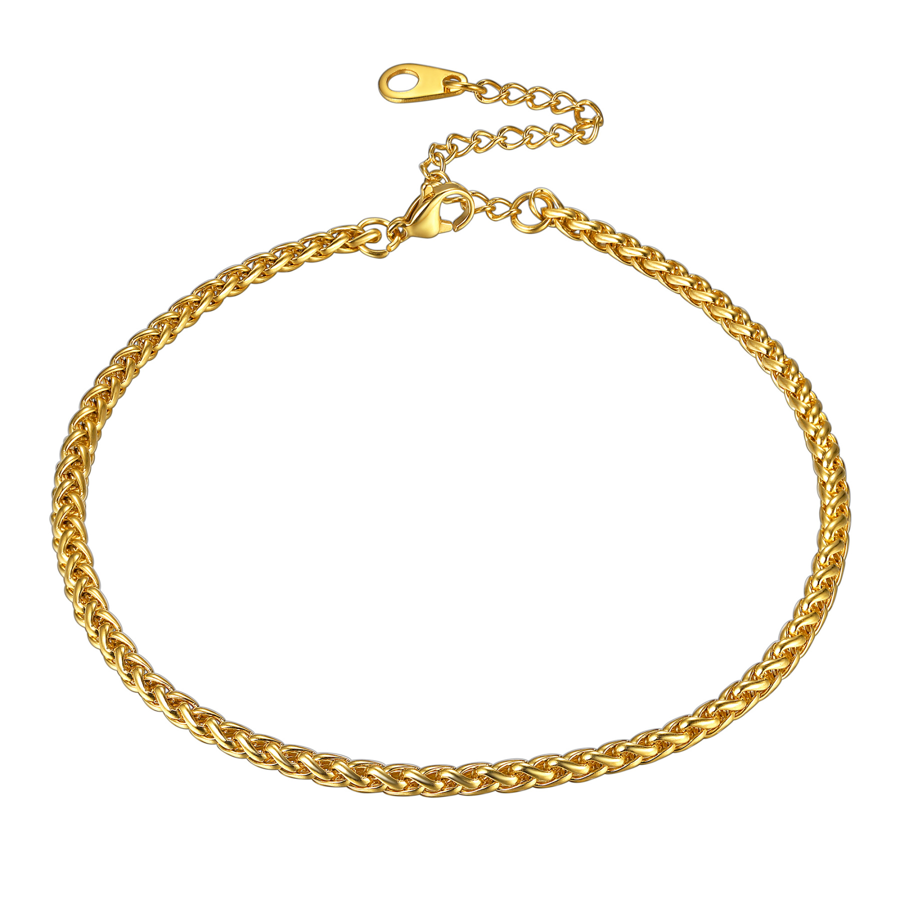 Wide Spiga Wheat Chain Anklet for Women