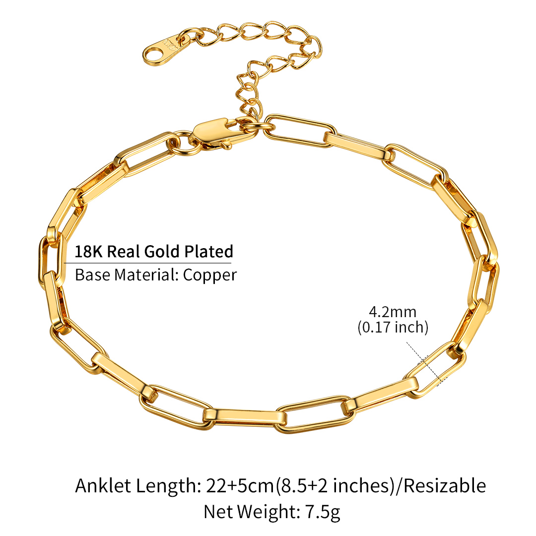 Paperclip Chain Anklet for Women