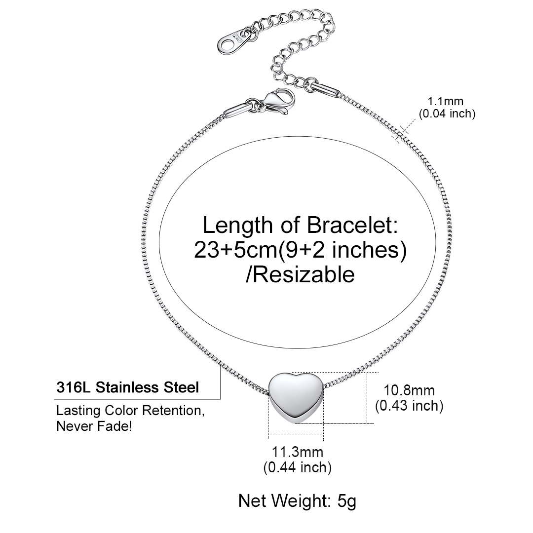 Heart Box Chain Charm Anklet for Women