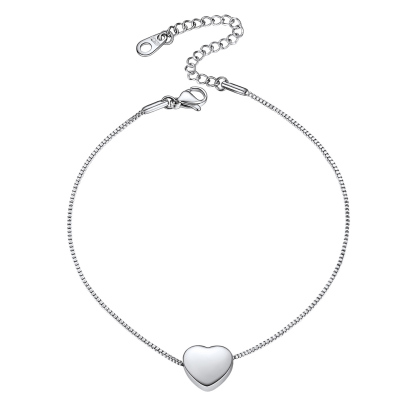 Rose Gold Heart Anklet Box Chain Charm