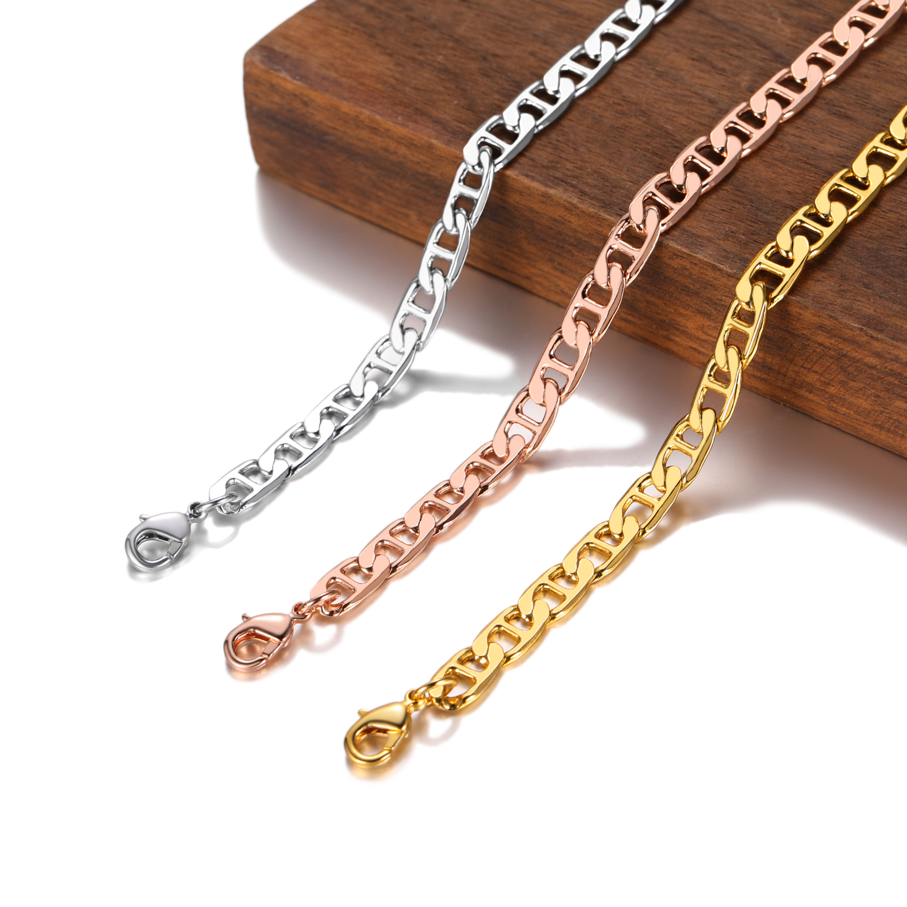 18K Gold Flat Link Adjustable Anklet