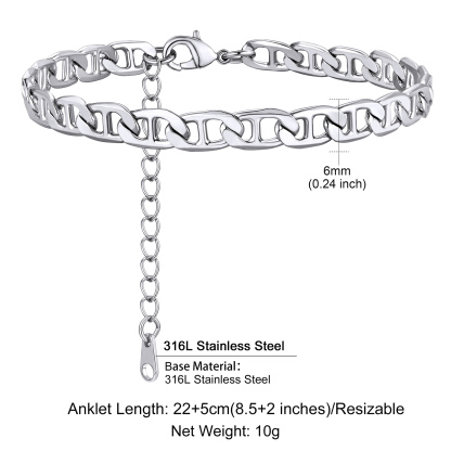 Flat Link Adjustable Anklet for Women