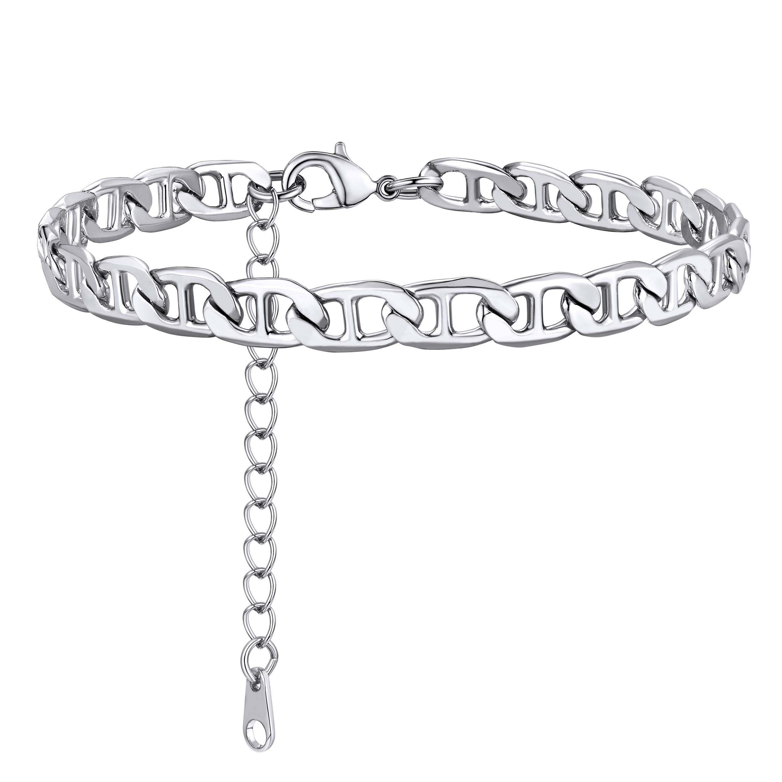 18K Gold Flat Link Adjustable Anklet