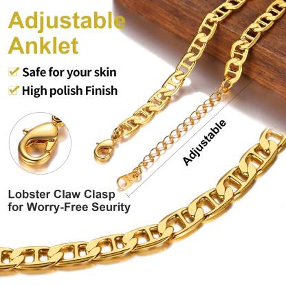 Flat Link Adjustable Anklet for Women