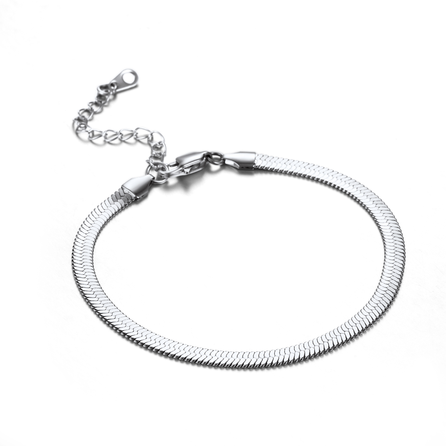 3mm Flat Herringbone Link Anklet