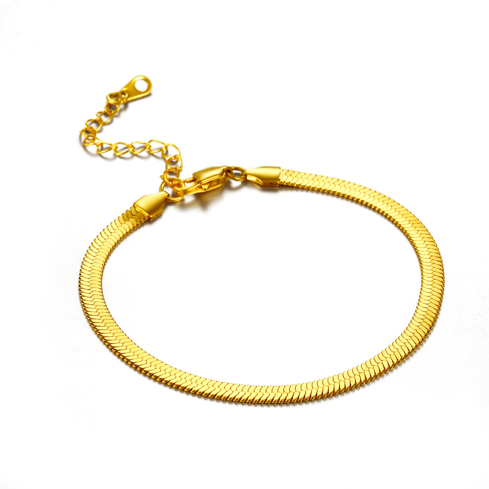 3mm Flat Herringbone Link Anklet