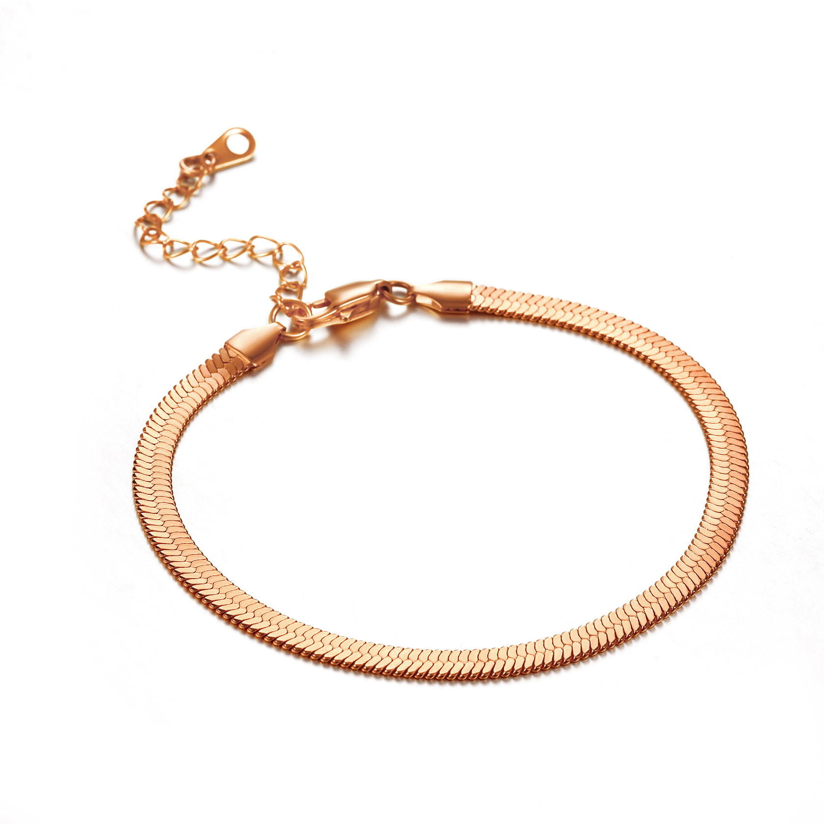 3mm Flat Herringbone Link Anklet