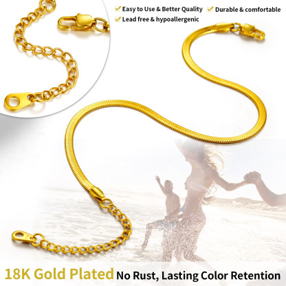 Flat Herringbone Link Anklet  for Women