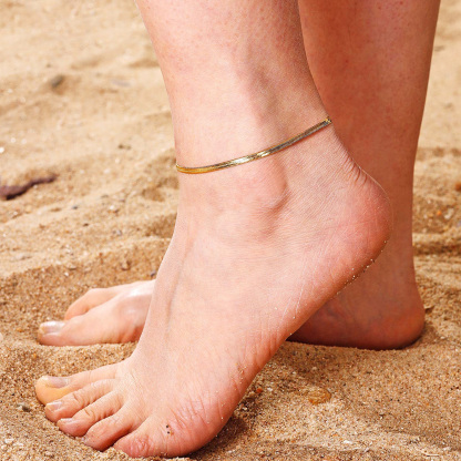 3mm Flat Herringbone Link Anklet